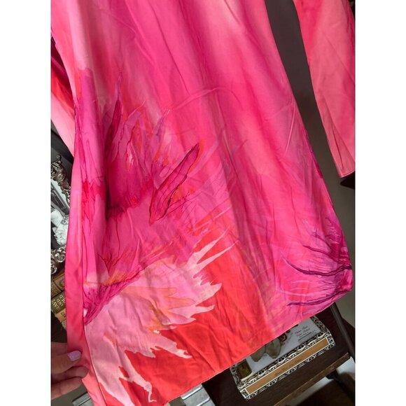 Hemant & Nandita Abira Mini Floral Satin Dress Pink Womens Size XS - Picture 8 of 12